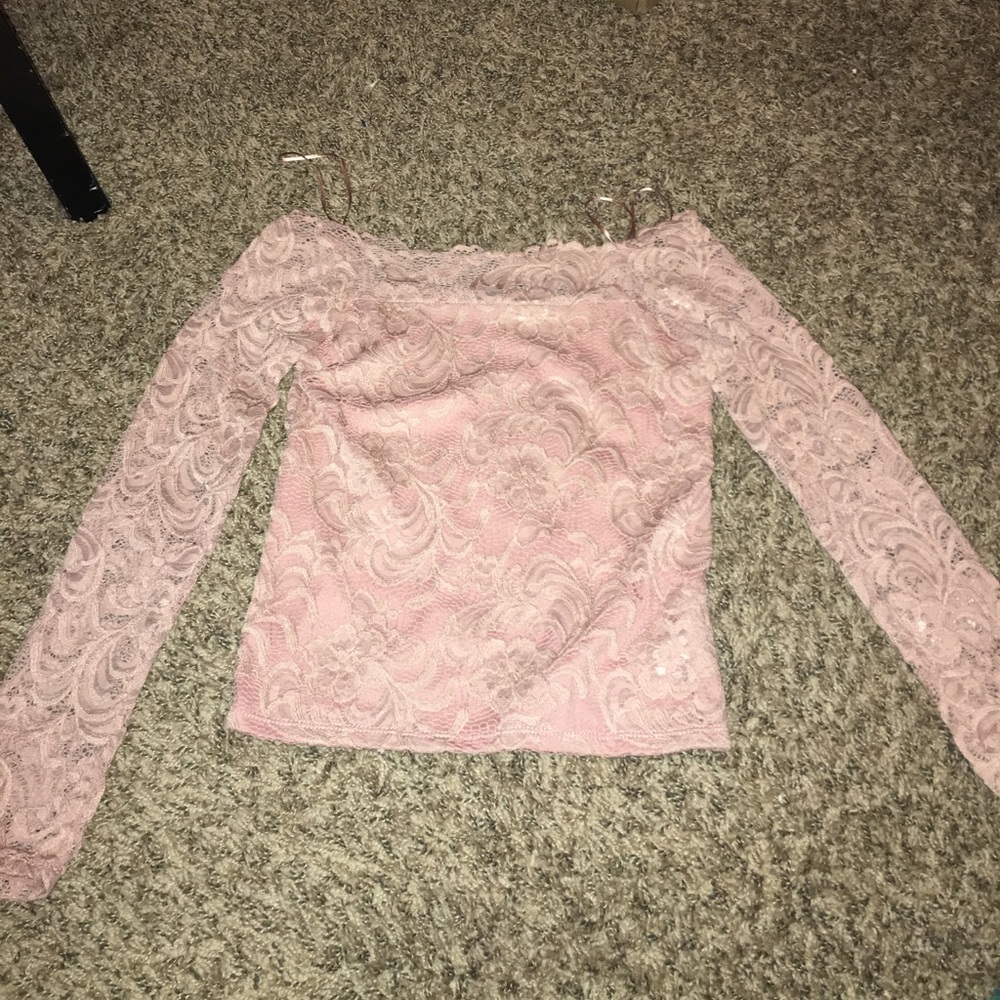 Pink least off the shoulder long sleeve